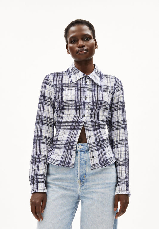 Chemise en coton bio | bleu "fjaania check - morning sky"