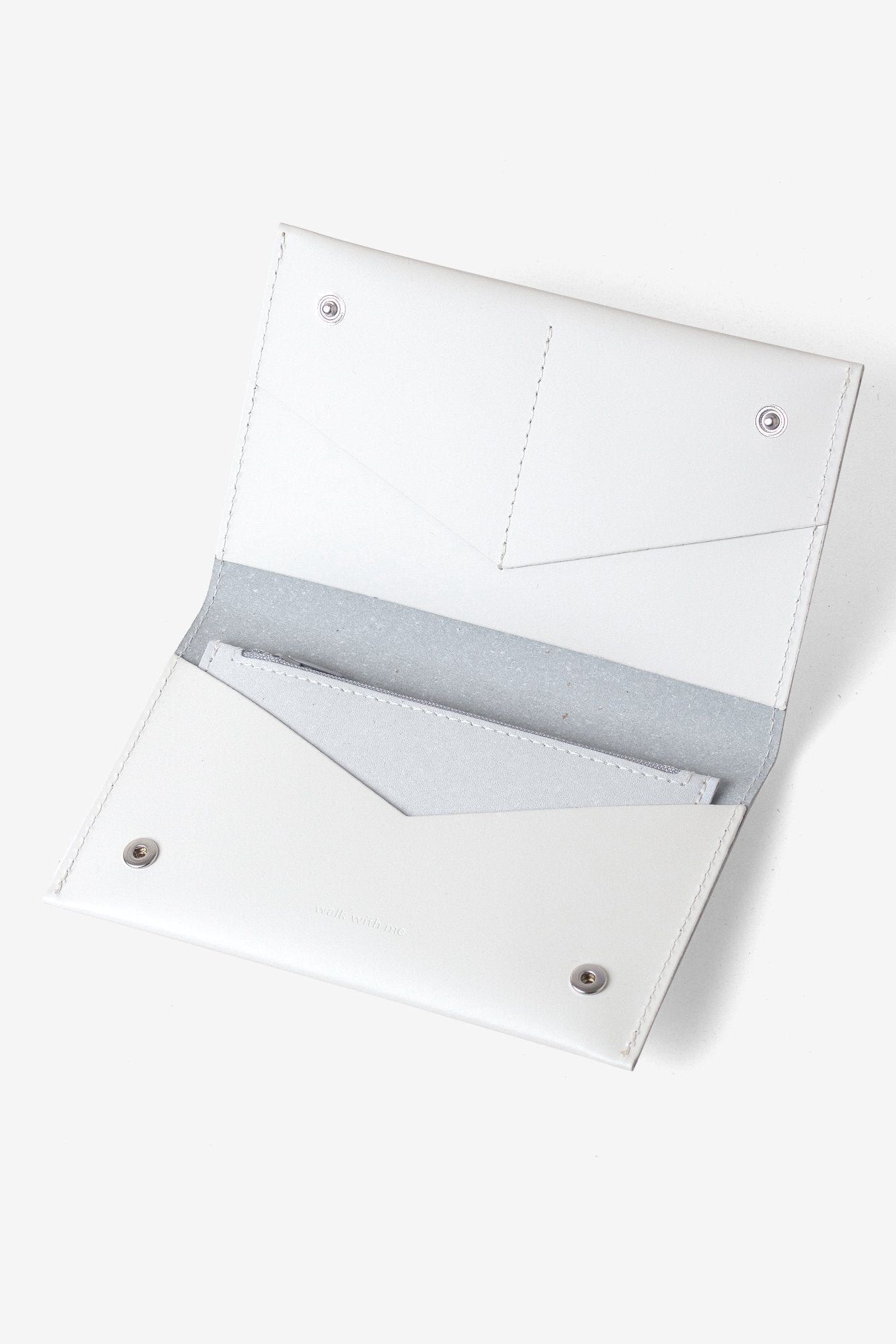 Portefeuille blanc en cuir recyclé - Flat purse