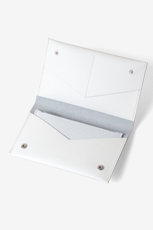 Portefeuille blanc en cuir recyclé - Flat purse
