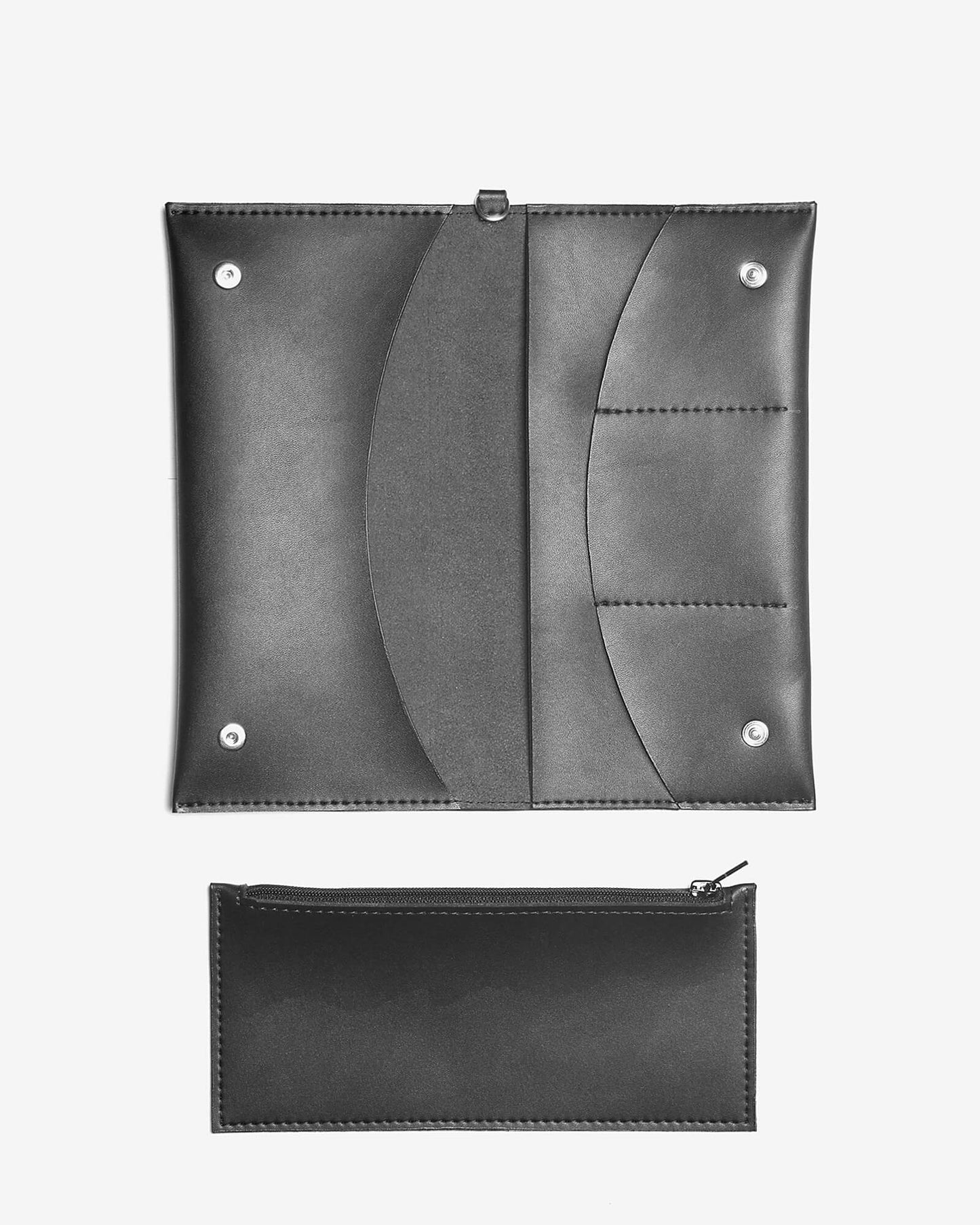 Portefeuille noir en matières recyclées - flat purse black