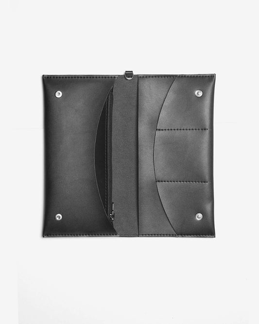Portefeuille noir en matières recyclées - flat purse black