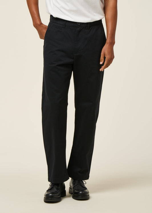 Chino droit en coton bio | noir "flint twill chino - black jet"