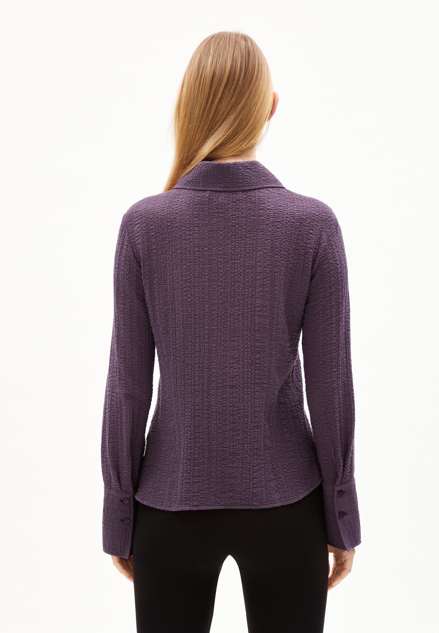 Chemise texturée en coton bio | violet "fradaa crinkle blue ash"
