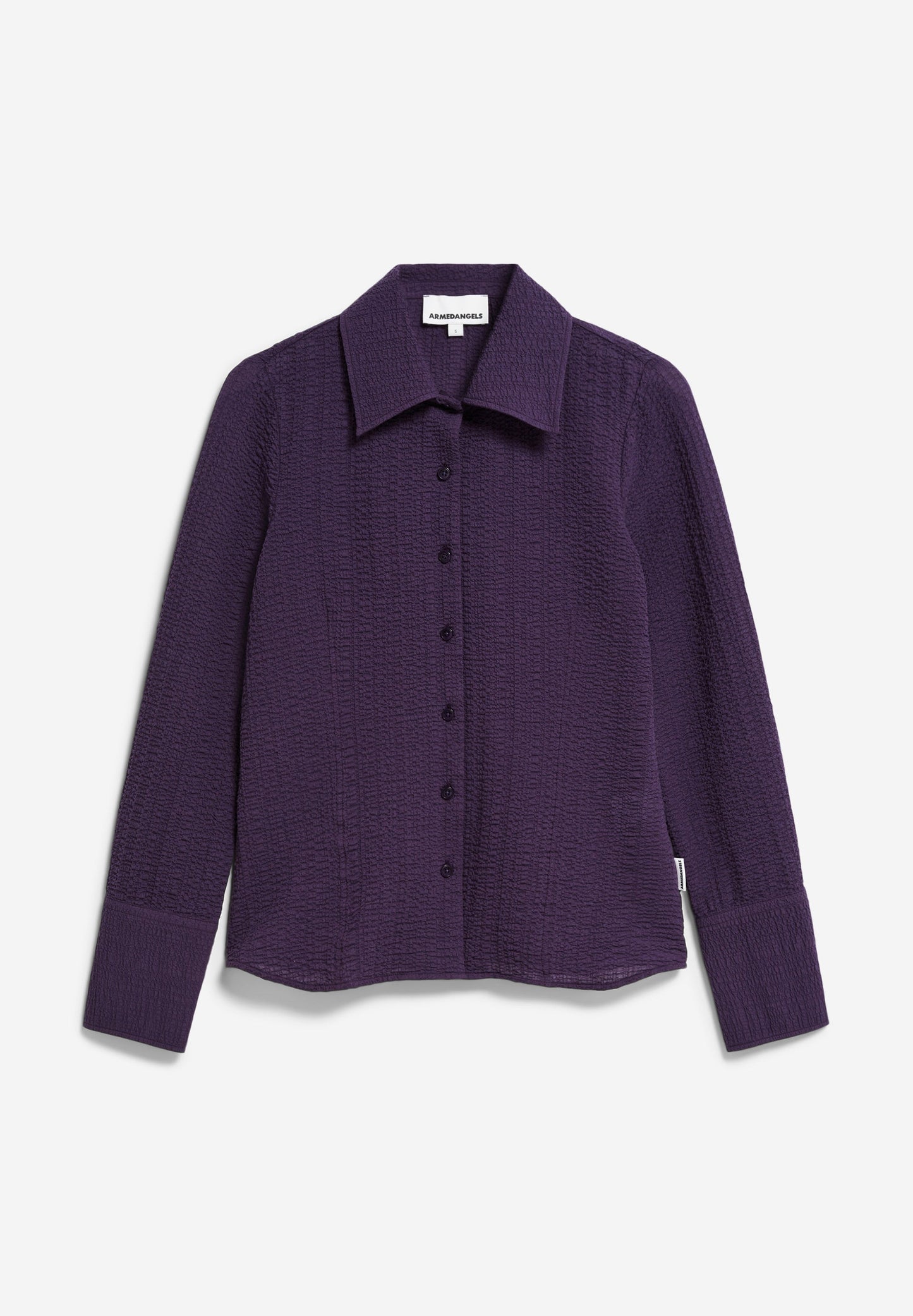 Chemise texturée en coton bio | violet "fradaa crinkle blue ash"