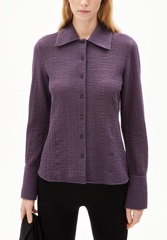 Chemise texturée en coton bio | violet "fradaa crinkle blue ash"