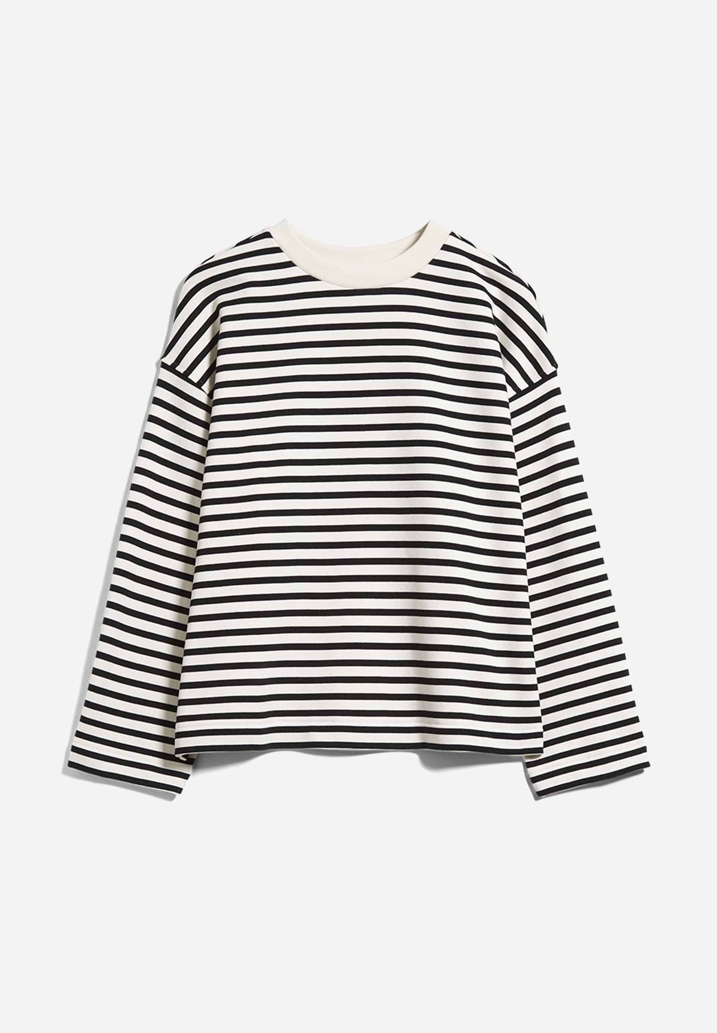 Sweat ample en coton bio | rayé noir et blanc "frankaa maarlen stripe undyed black"