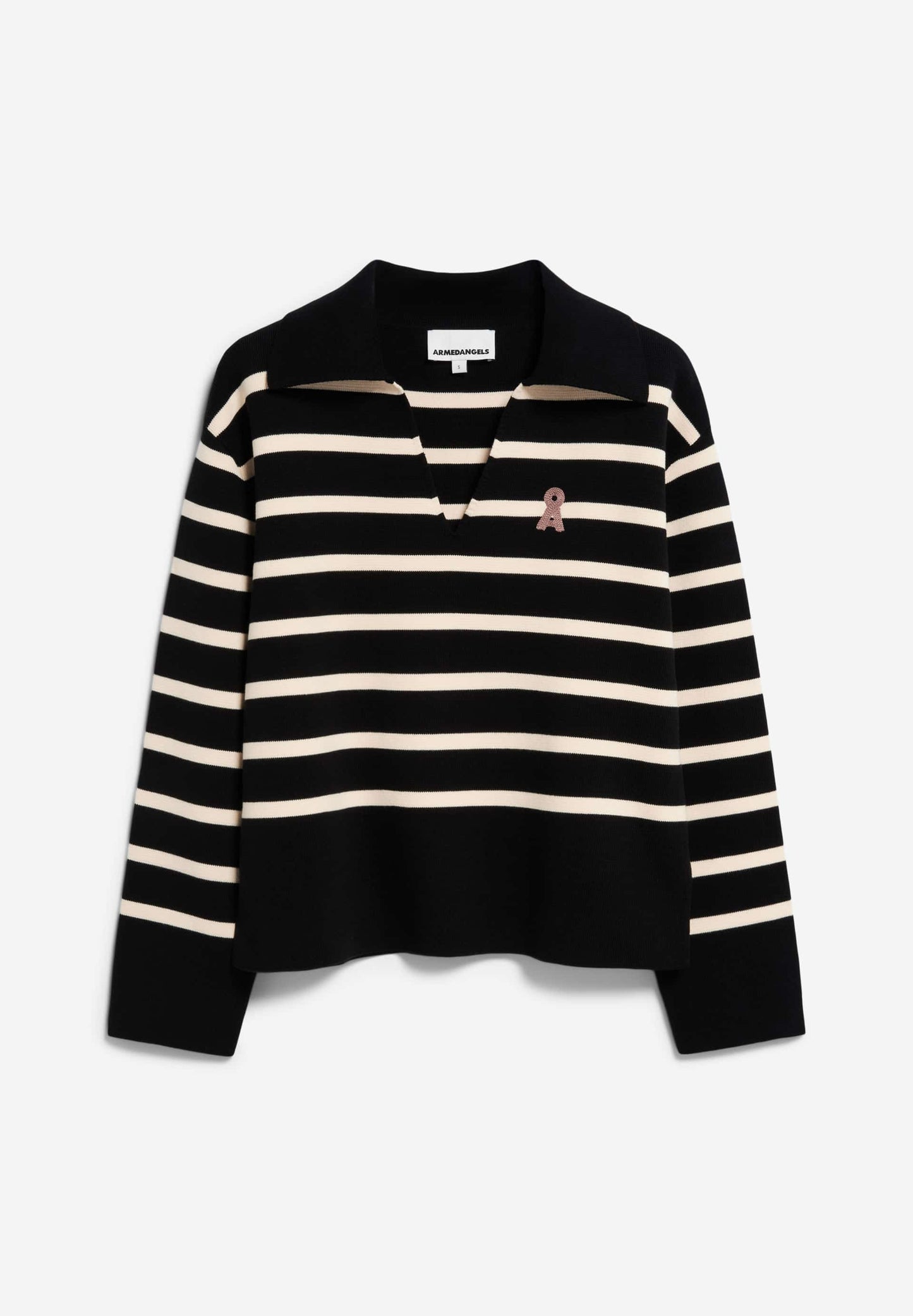 pull marinière en coton bio | rayé "frejiaas stripes - black-oatmilk"