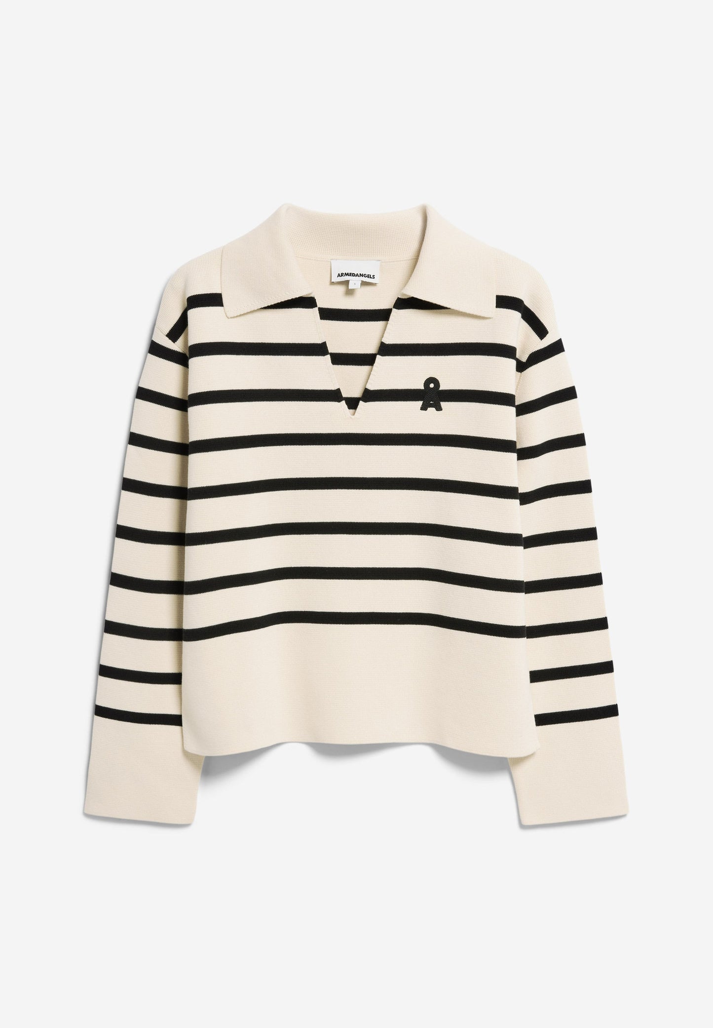 pull marinière en coton bio | rayé "frejiaas stripes - oatmilk-black"