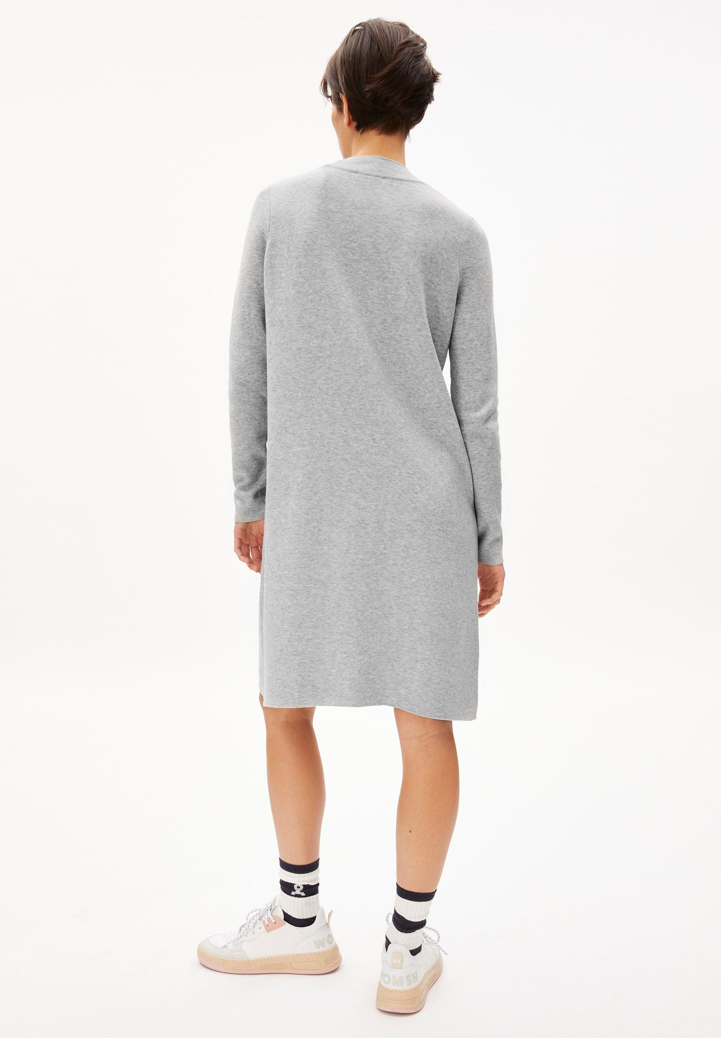 Robe pull en tricot gris clair en coton bio - friadaa light grey melange