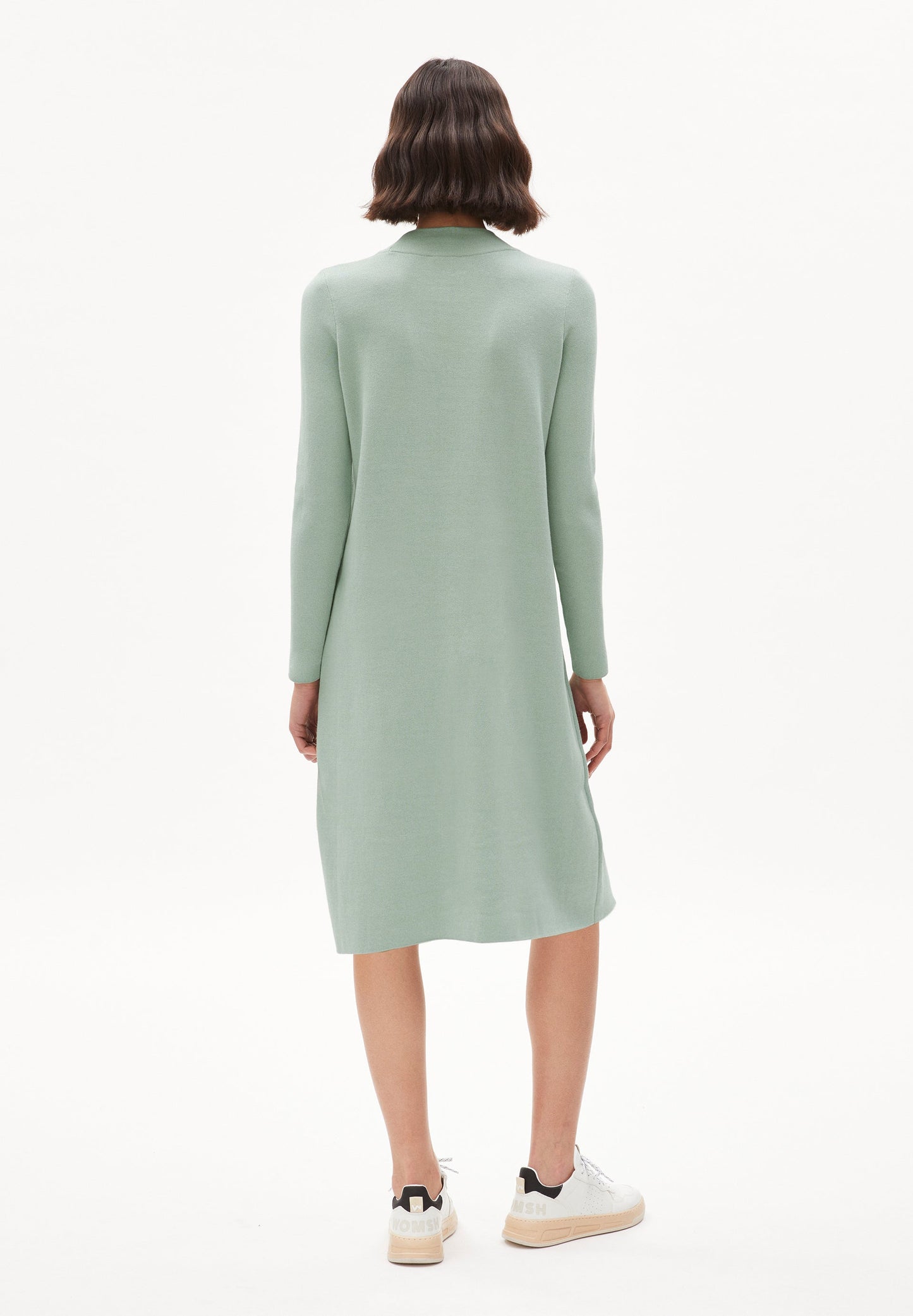 Robe pull en tricot vert menthe en coton bio - friadaa lint
