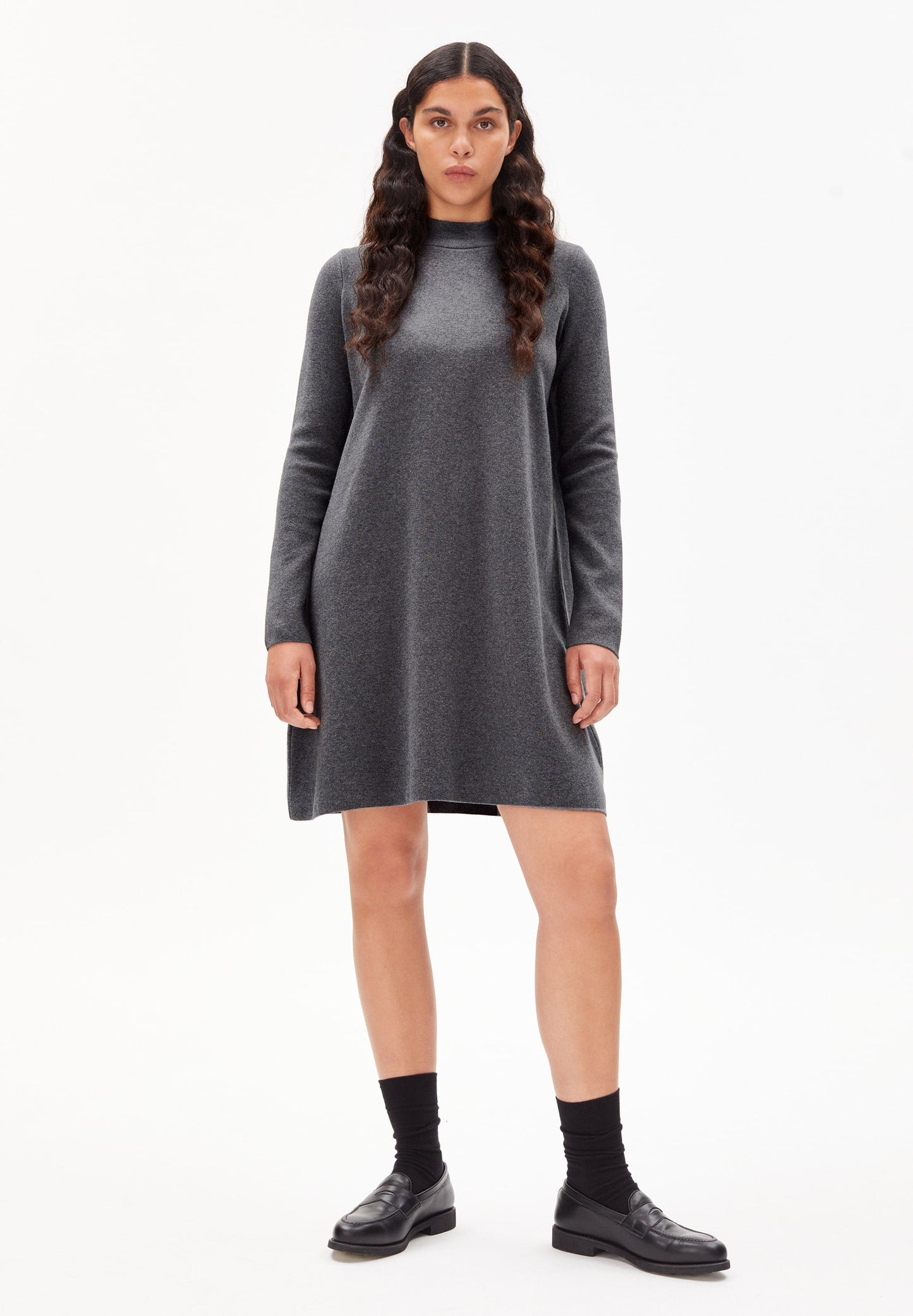 Robe pull grise en coton bio - FRIADAA mid grey melange