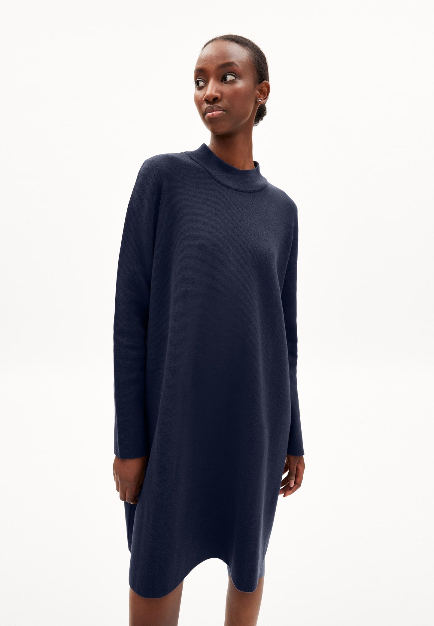Robe pull à col cheminée marine en coton bio - friadaa night sky