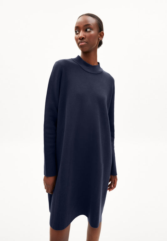 Robe pull à col cheminée marine en coton bio - friadaa night sky