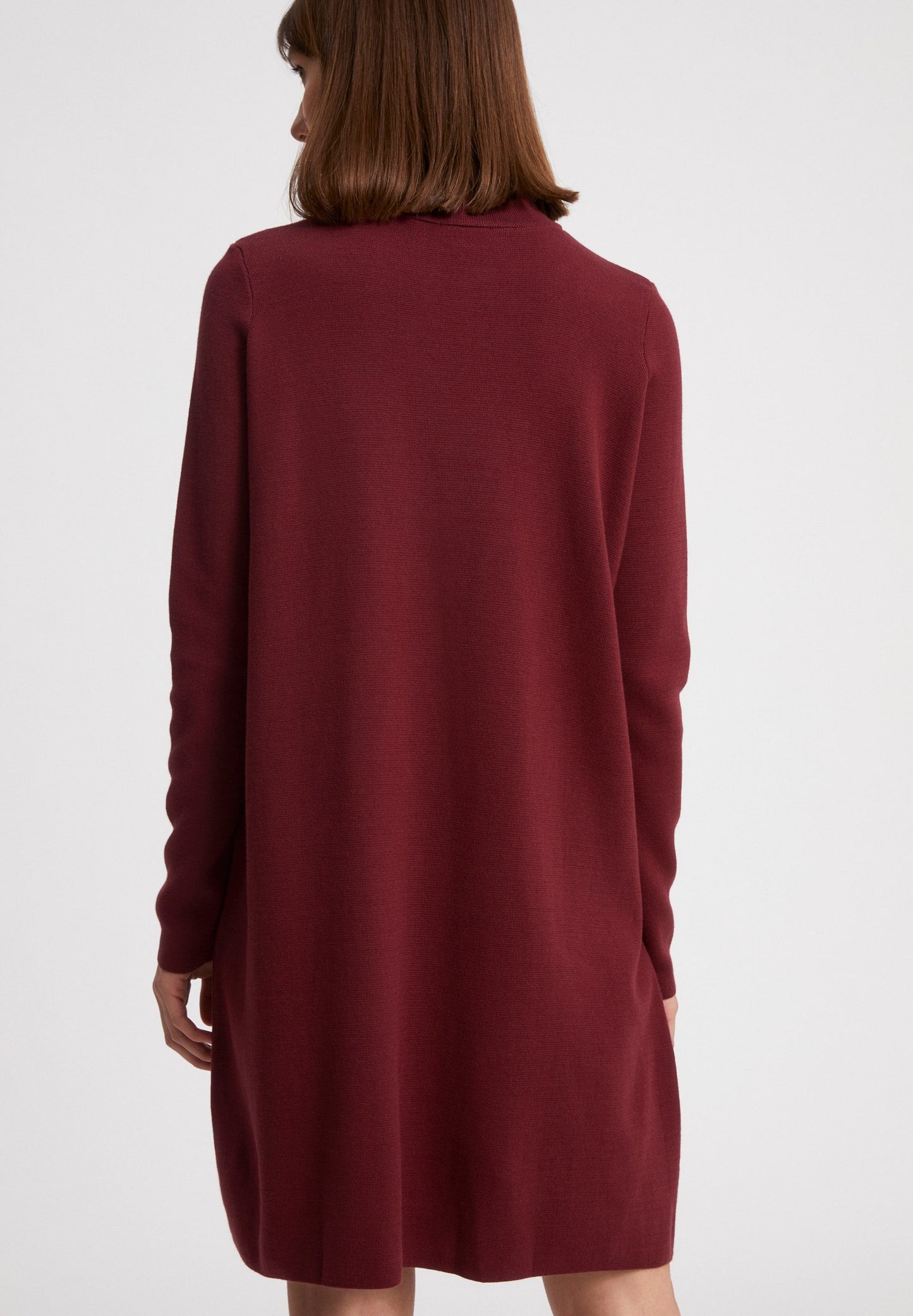 Robe pull à col cheminée rouge en coton bio - Friadaa ruby red
