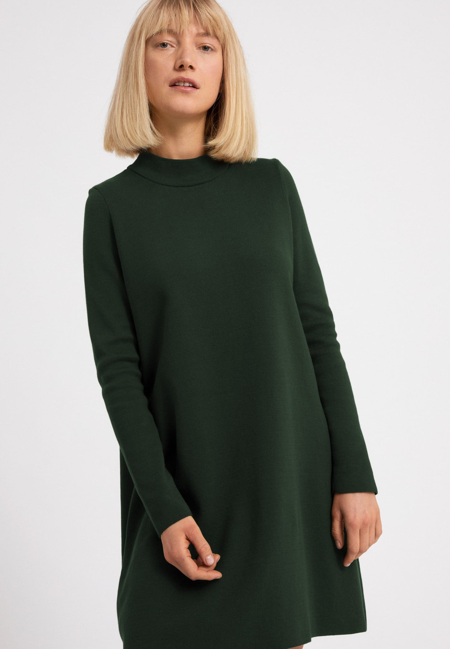 Robe pull à col cheminée vert bouteille en coton bio - Friadaa vintage green