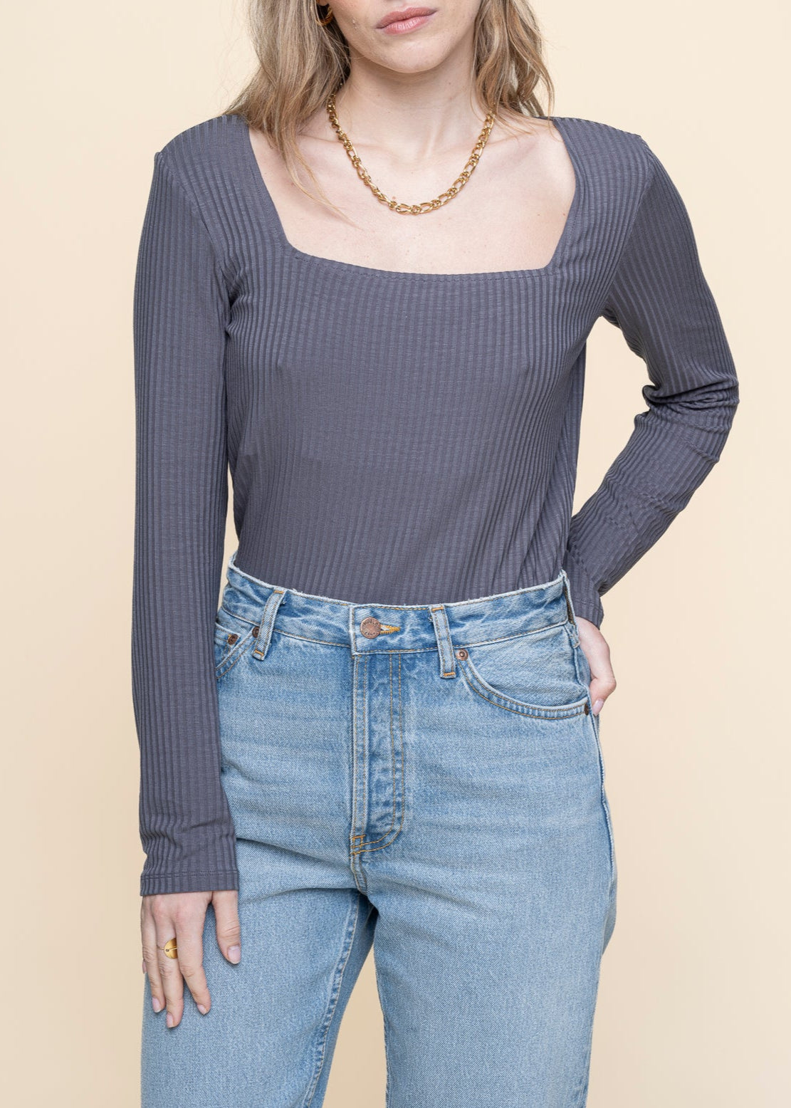 Top manches longues en tencel | gris "fria - turbulence"