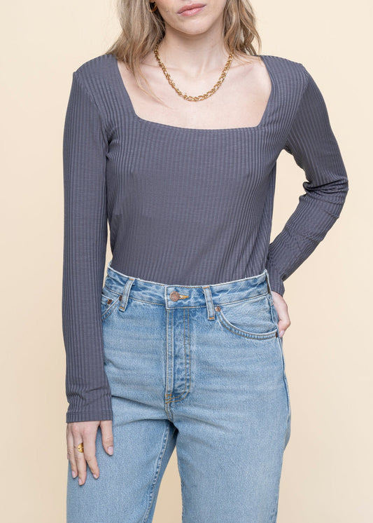 Top manches longues en tencel | gris "fria - turbulence"