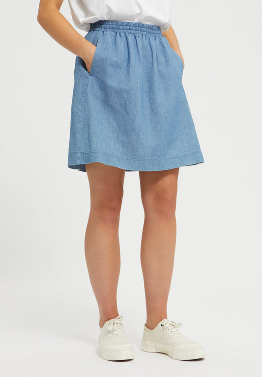 Jupe courte bleue en coton bio, tencel et lin - FRIDRIKAA