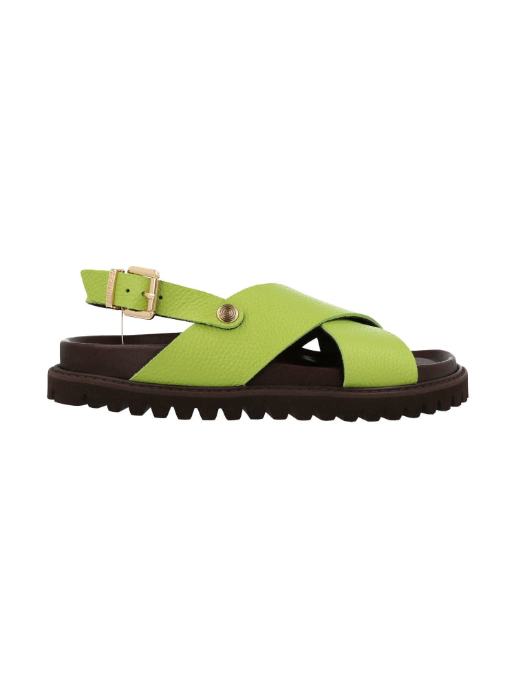Sandales en cuir certifié | vert "melen embossed leather lime"