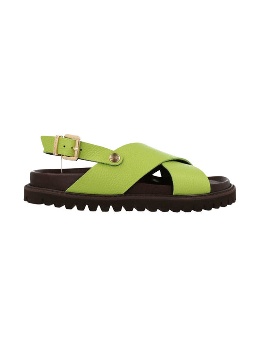 Sandales en cuir certifié | vert "melen embossed leather lime"