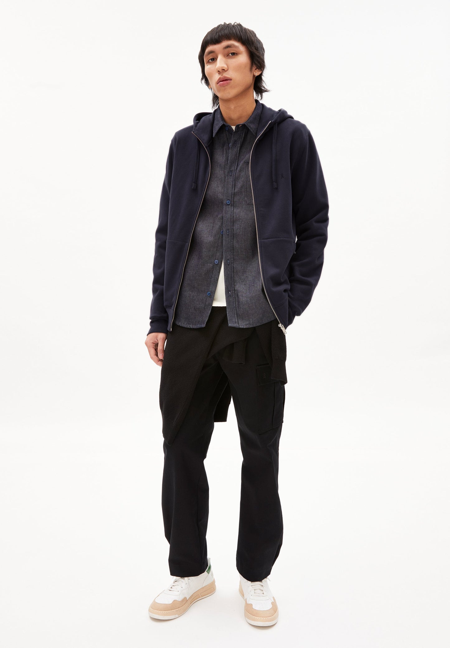 Veste zippée bleu marine en coton bio - Gaaston comfort night sky