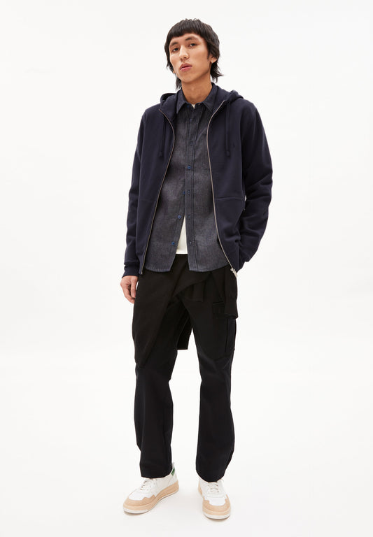 Veste zippée bleu marine en coton bio - Gaaston comfort night sky