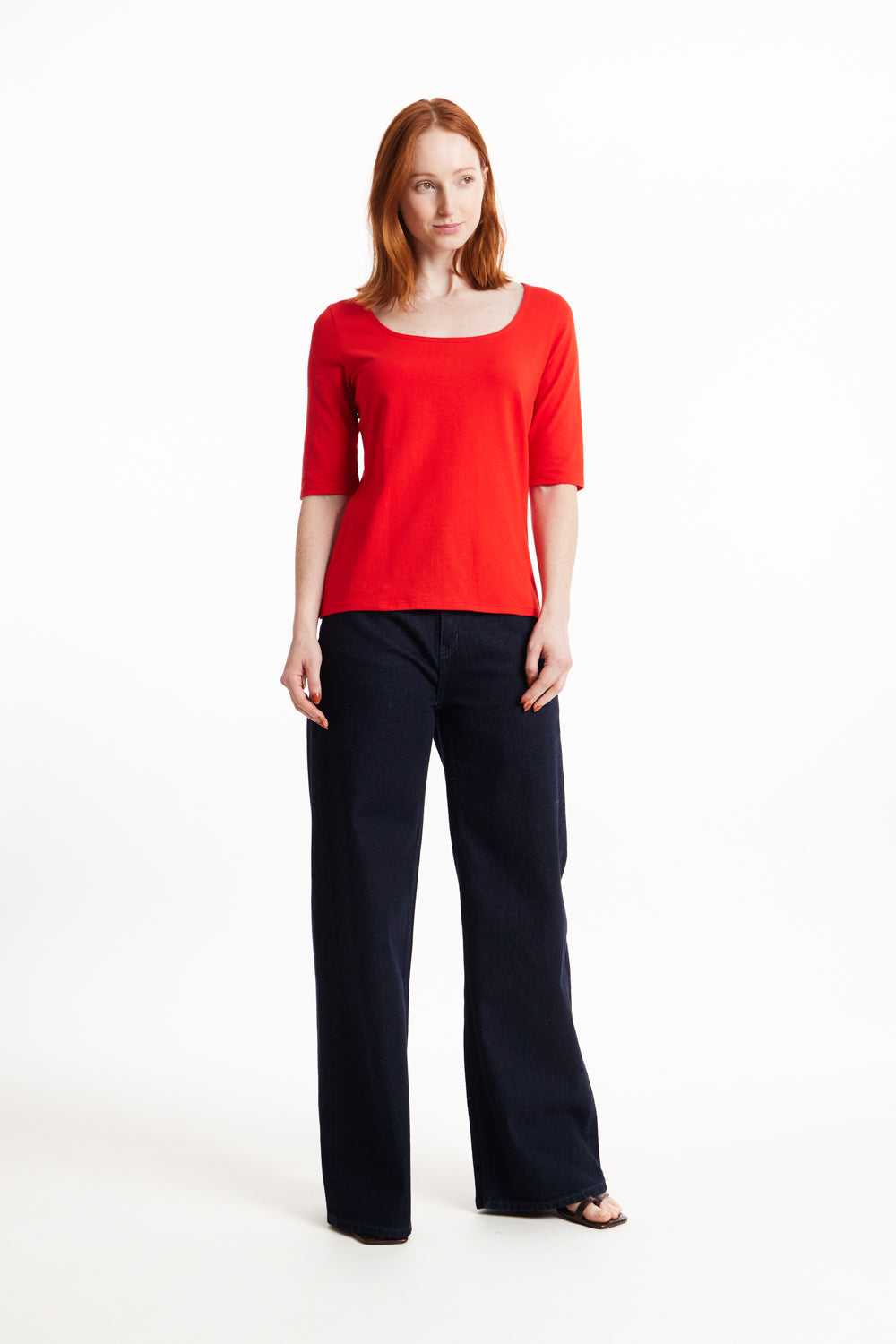 T-shirt rouge en coton bio - gabrielle top red