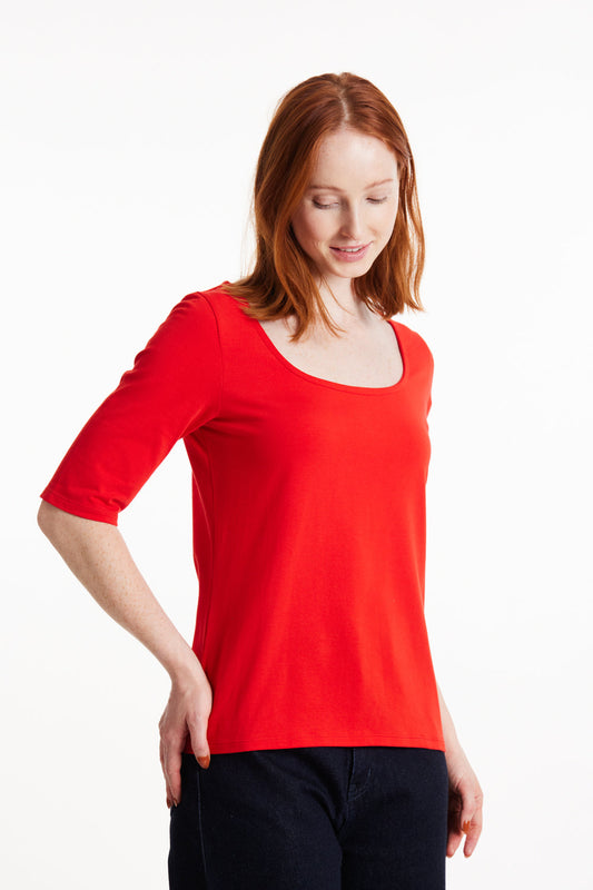 T-shirt rouge en coton bio - gabrielle top red