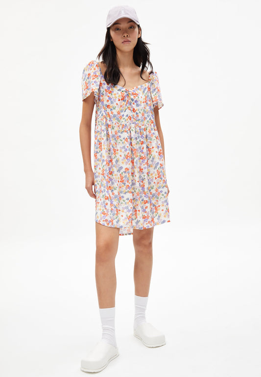 Robe motif fleurs en matière ecovero - gaiaa flora confetti white