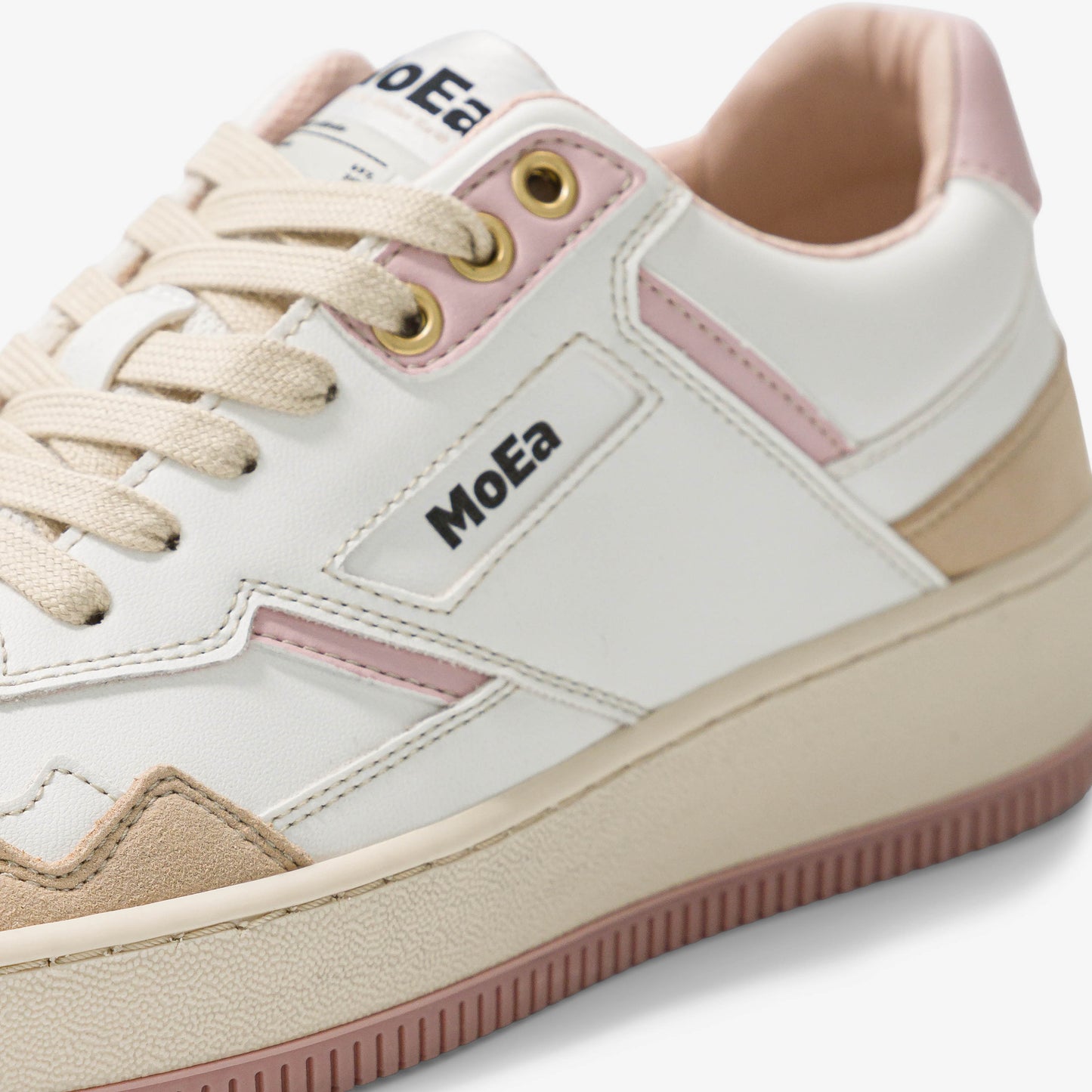 Baskets vegan en matière végétale | rose "gen1 corn white & pink suede"