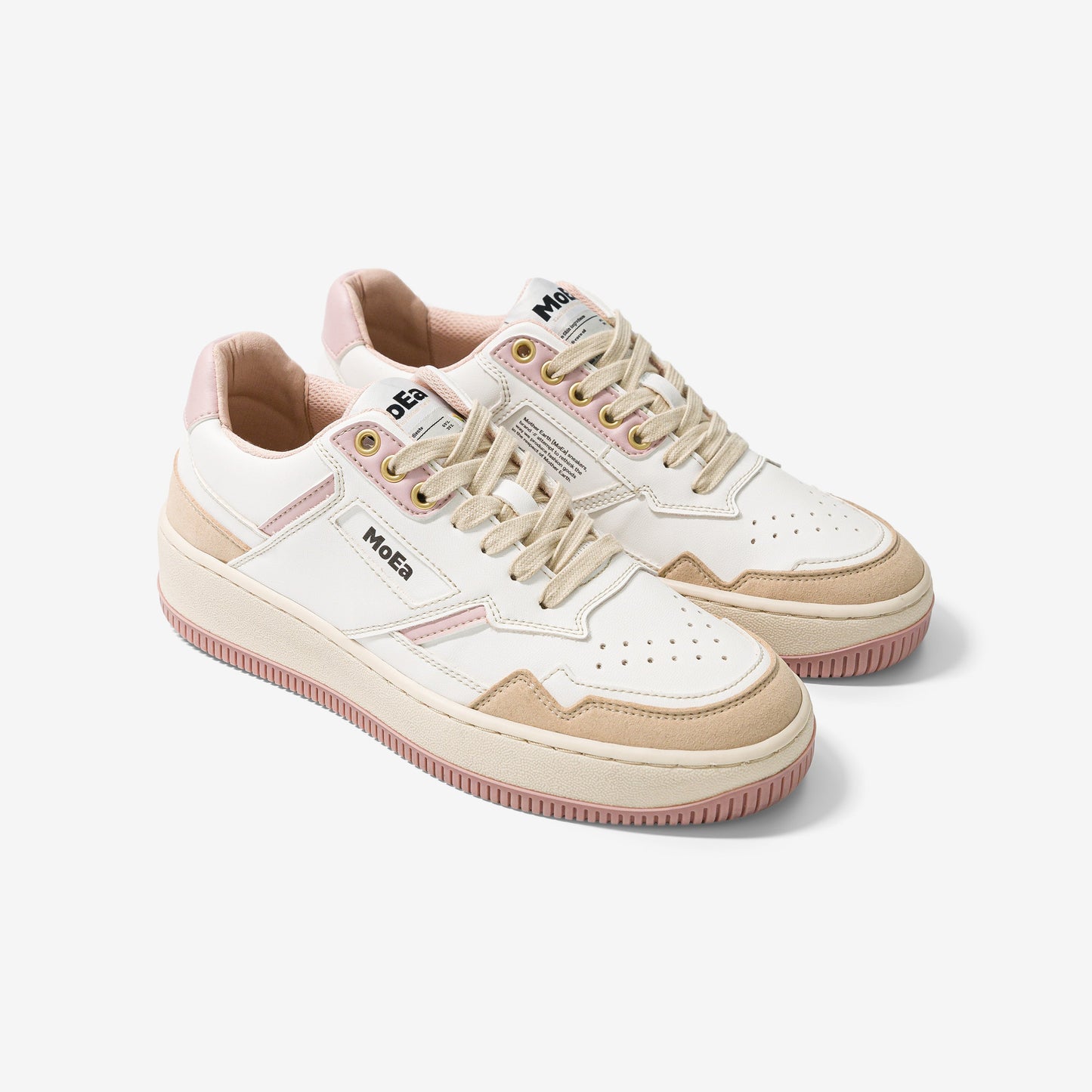 Baskets vegan en matière végétale | rose "gen1 corn white & pink suede"