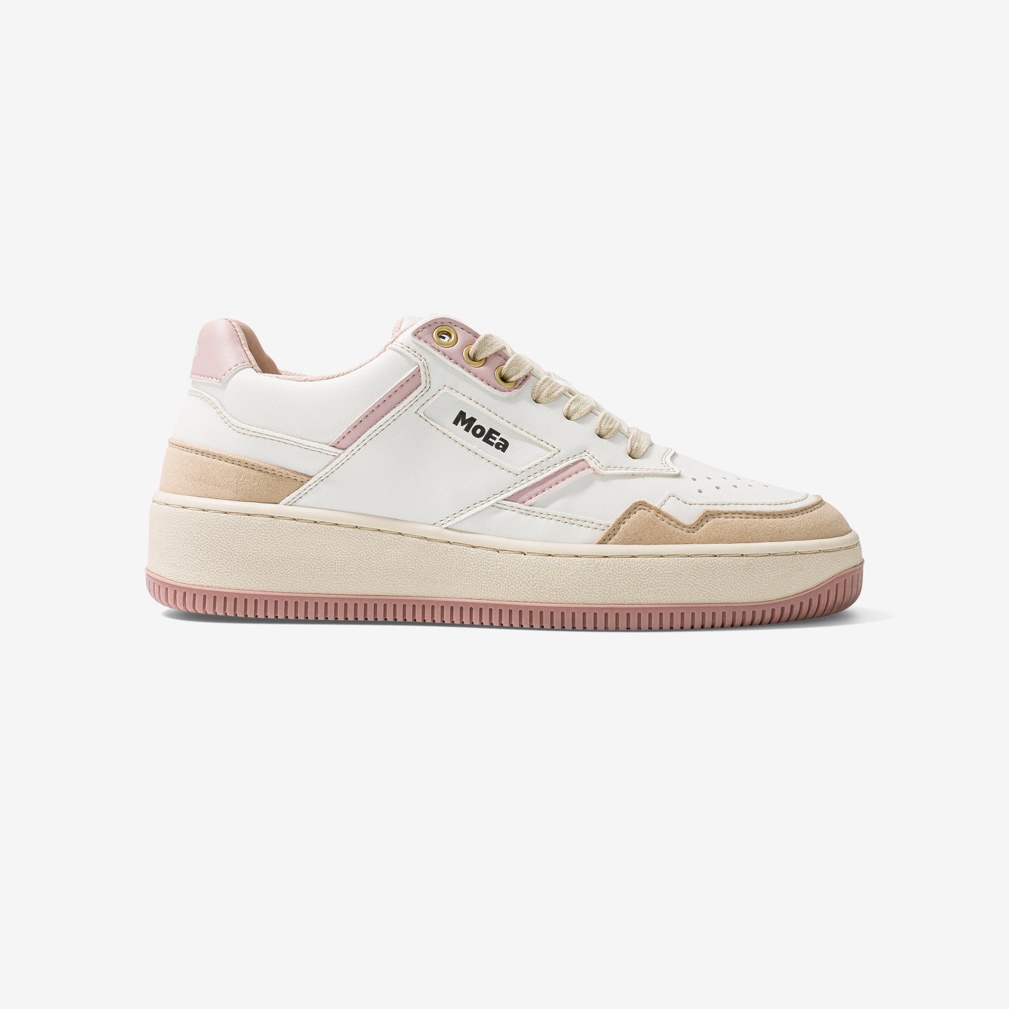 Baskets vegan en matière végétale | rose "gen1 corn white & pink suede"