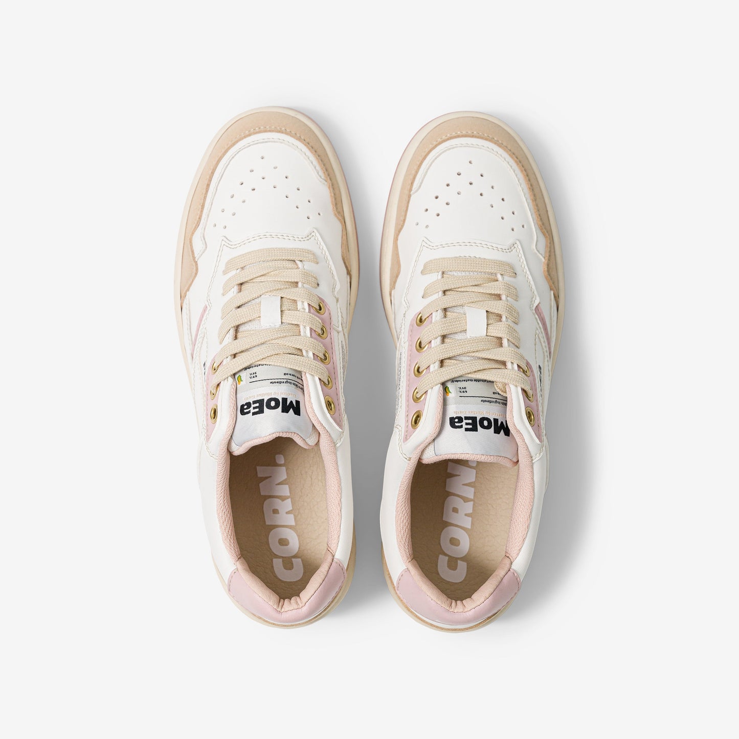 Baskets vegan en matière végétale | rose "gen1 corn white & pink suede"