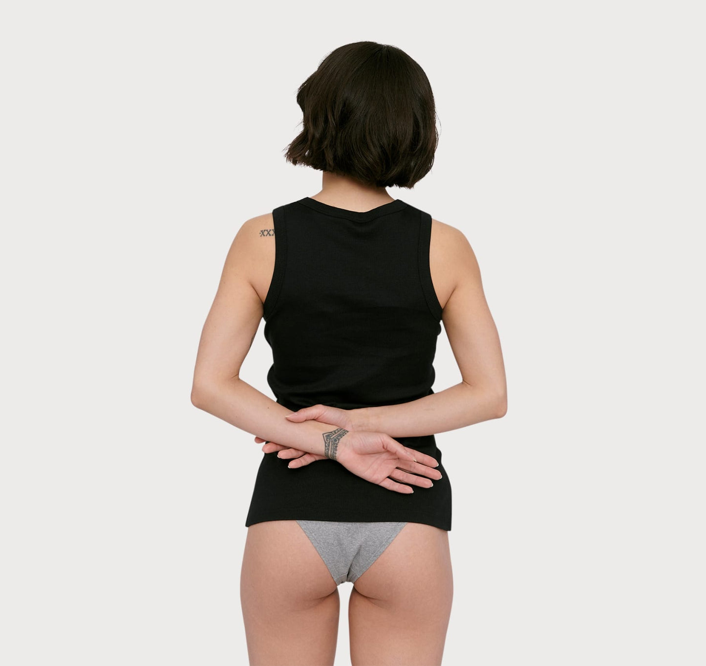 Débardeur noir côtelé en coton bio - rib-flex tank top black