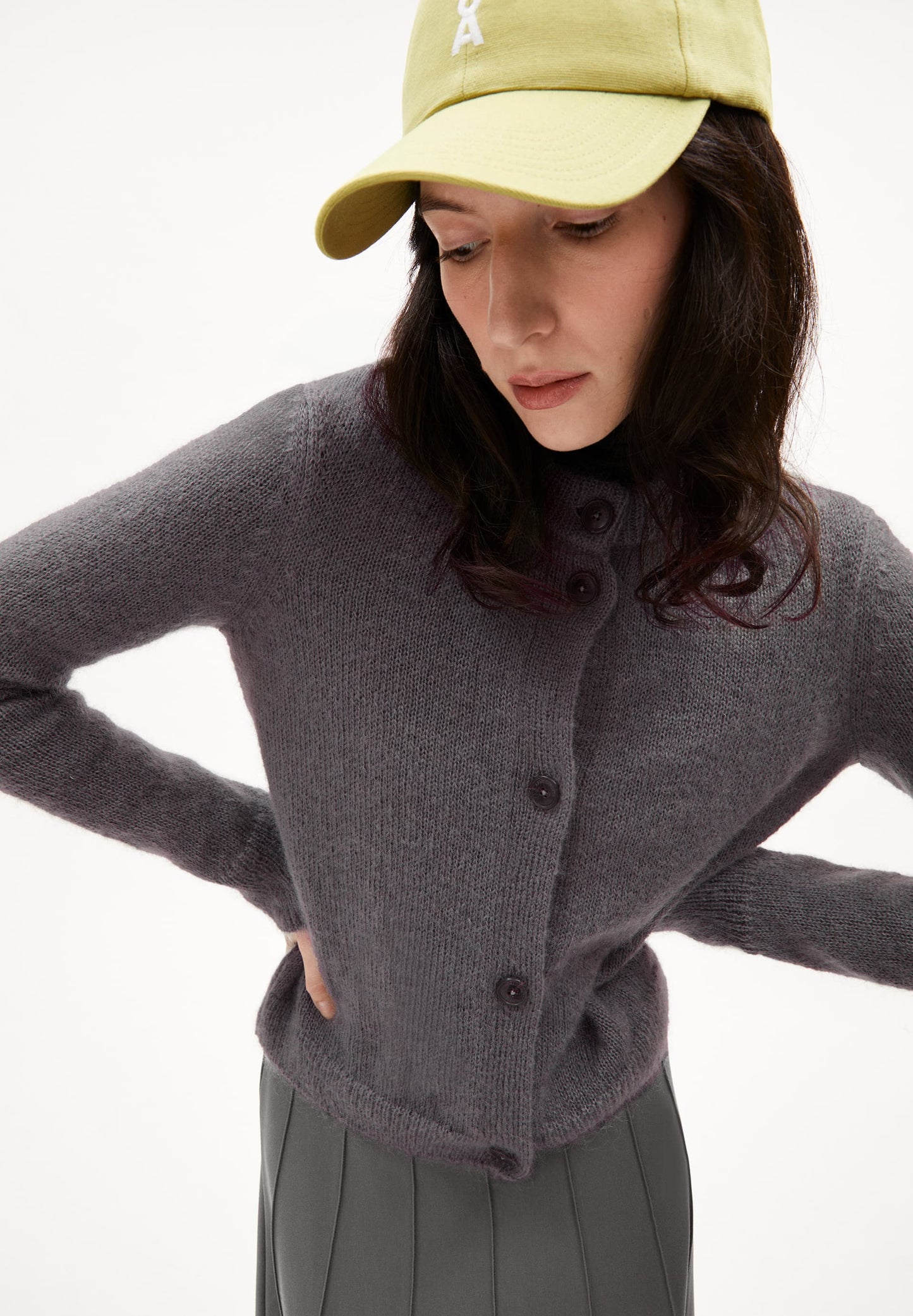 Gilet en laine et mohair recyclé | gris "gilaah mohair - iron cast"
