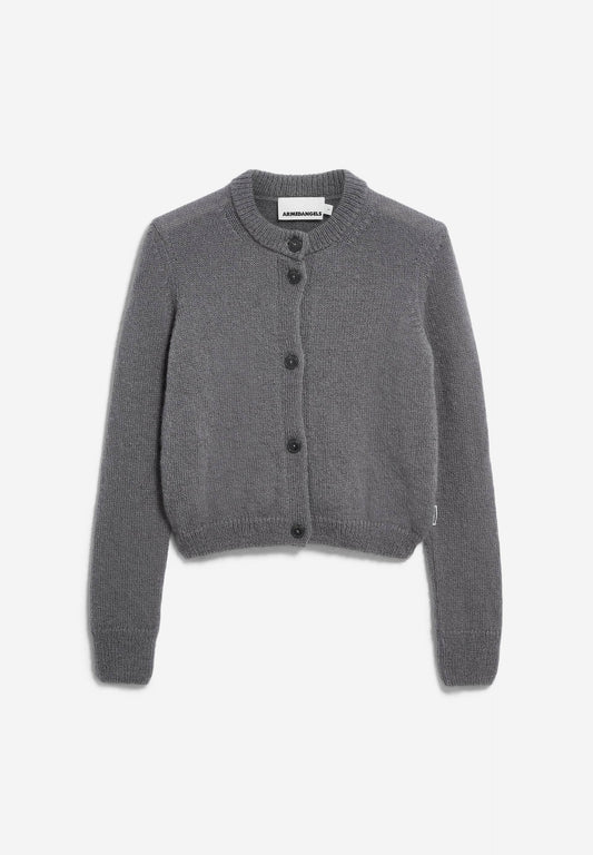 Gilet en laine et mohair recyclé | gris "gilaah mohair - iron cast"