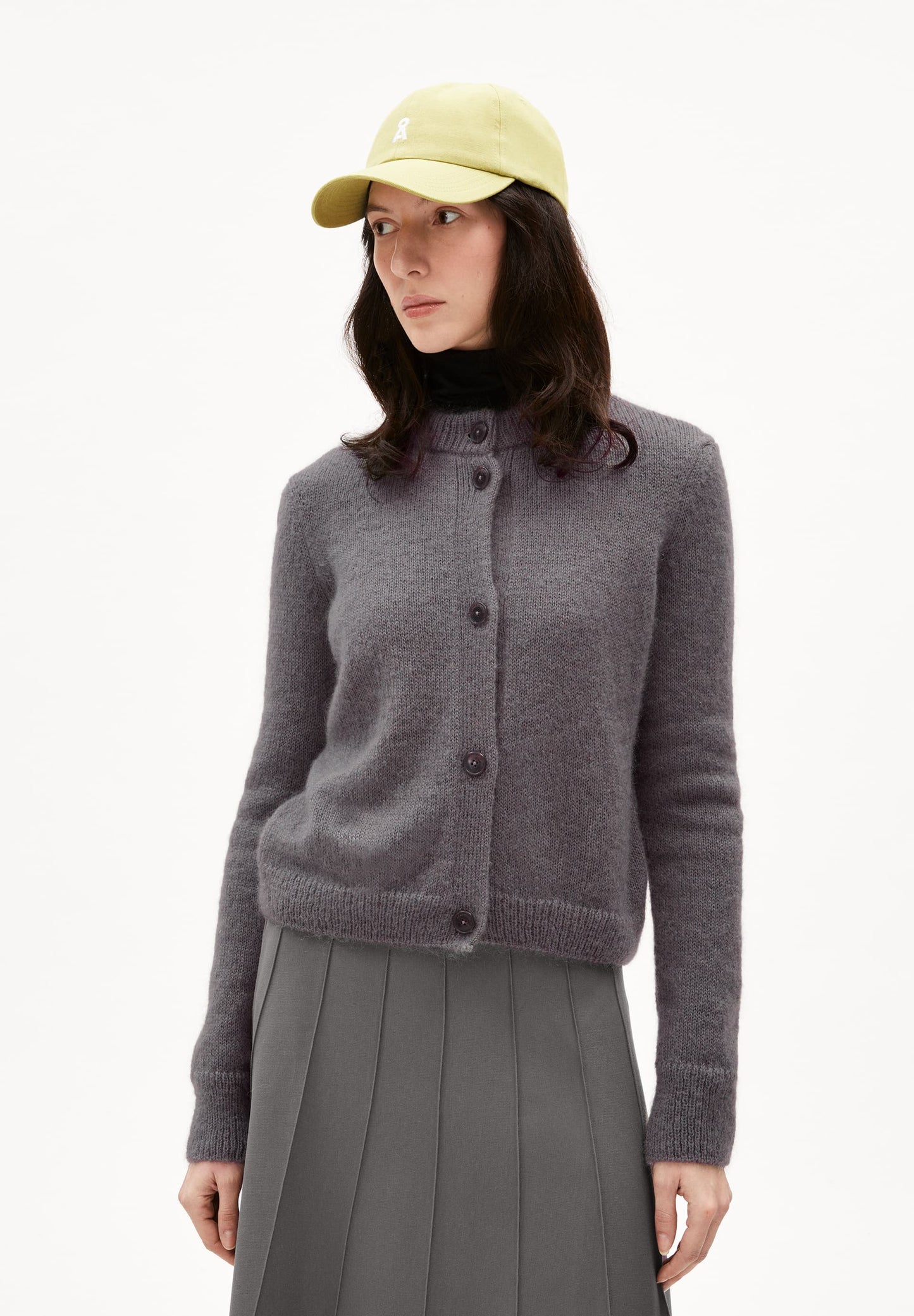 Gilet en laine et mohair recyclé | gris "gilaah mohair - iron cast"