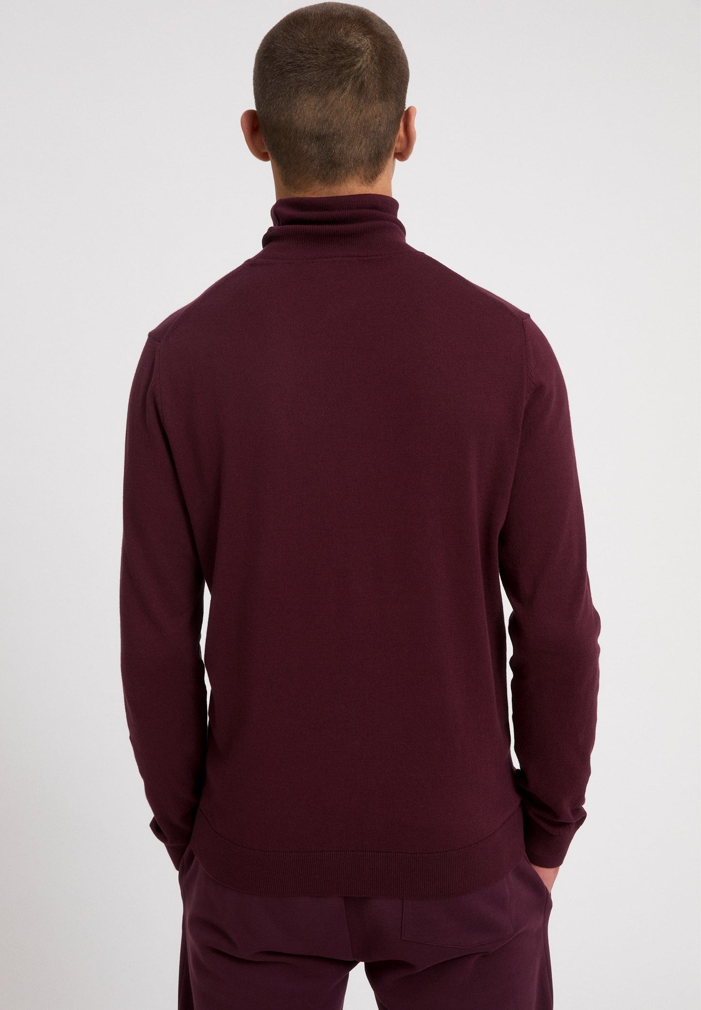 Pull col roulé bordeaux en coton bio - glaan dark aubergine