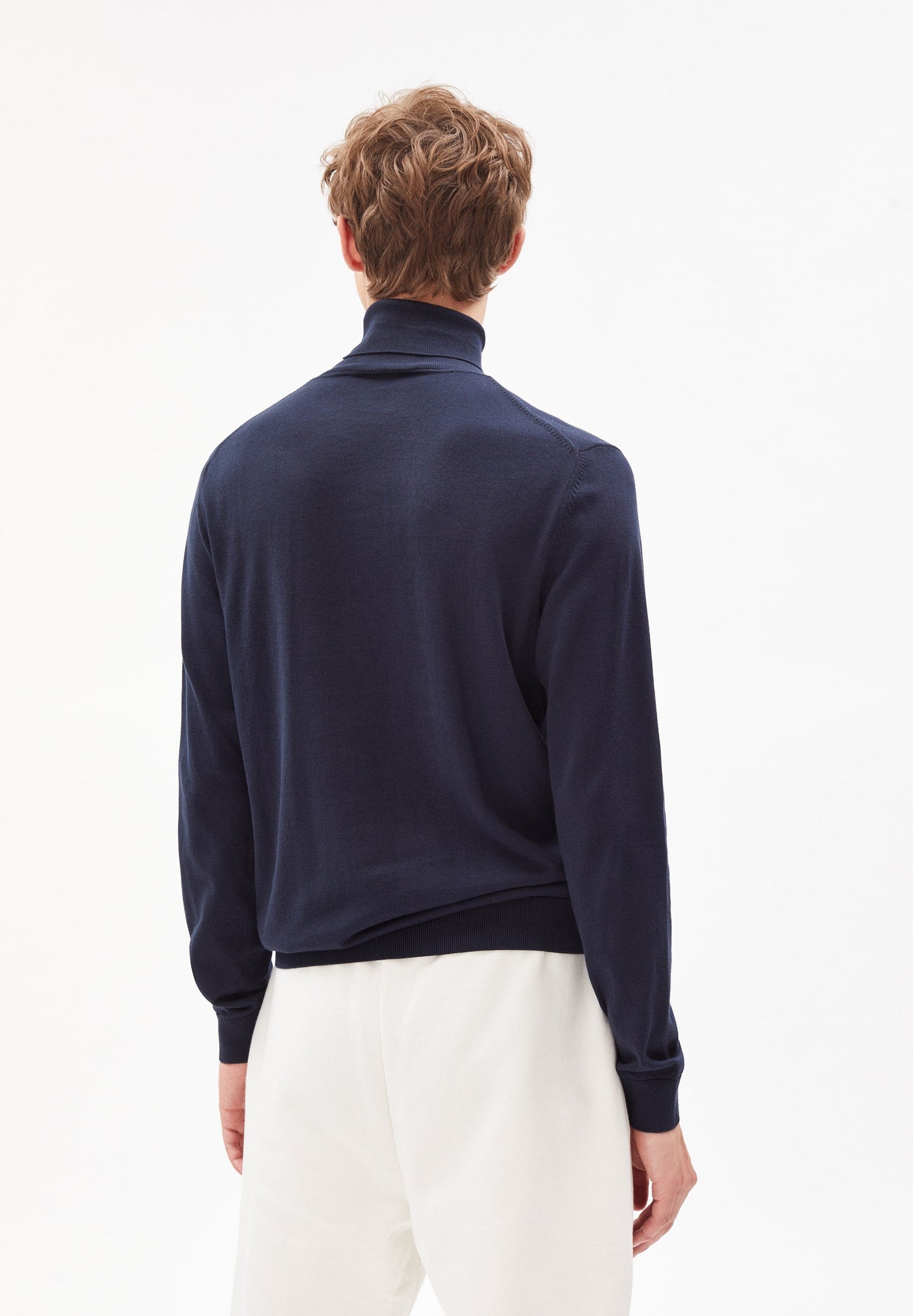 Pull col roulé marine en coton bio - glaan depth navy