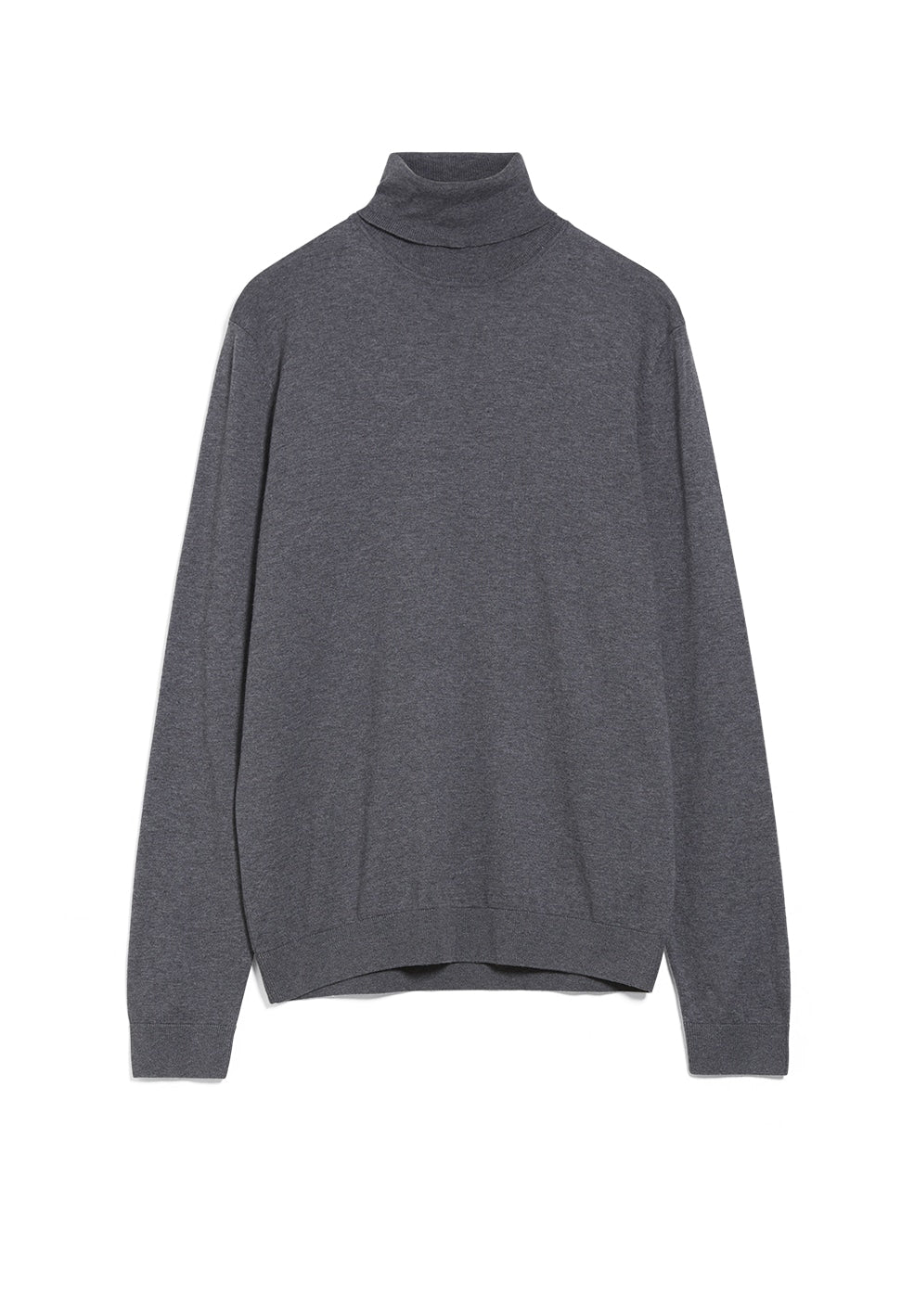 Pull col roulé gris en coton bio - glaan grey melange