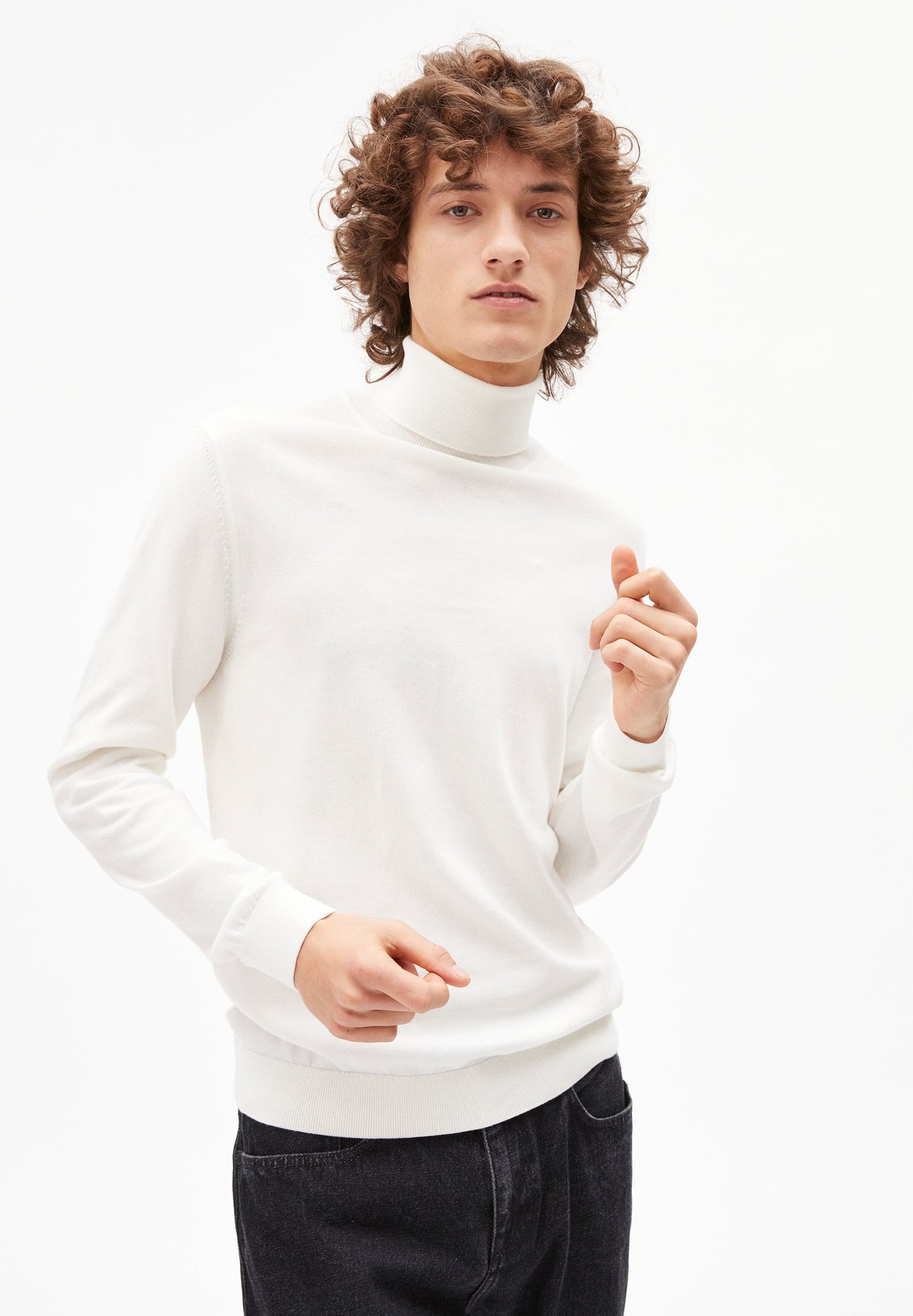 Pull col roulé blanc en coton bio - glaan snow white