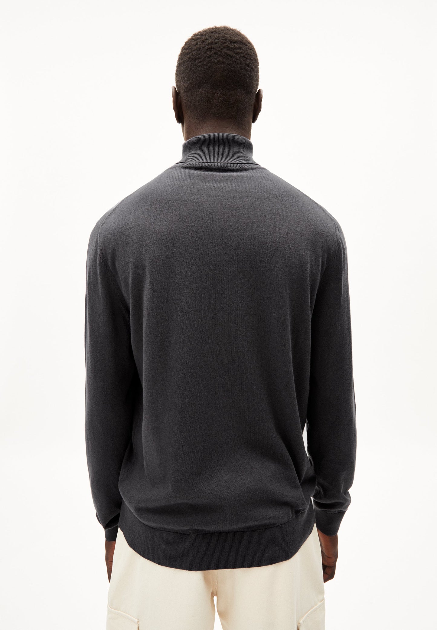 Pull col roulé gris foncé en coton bio - glaan solid graphite