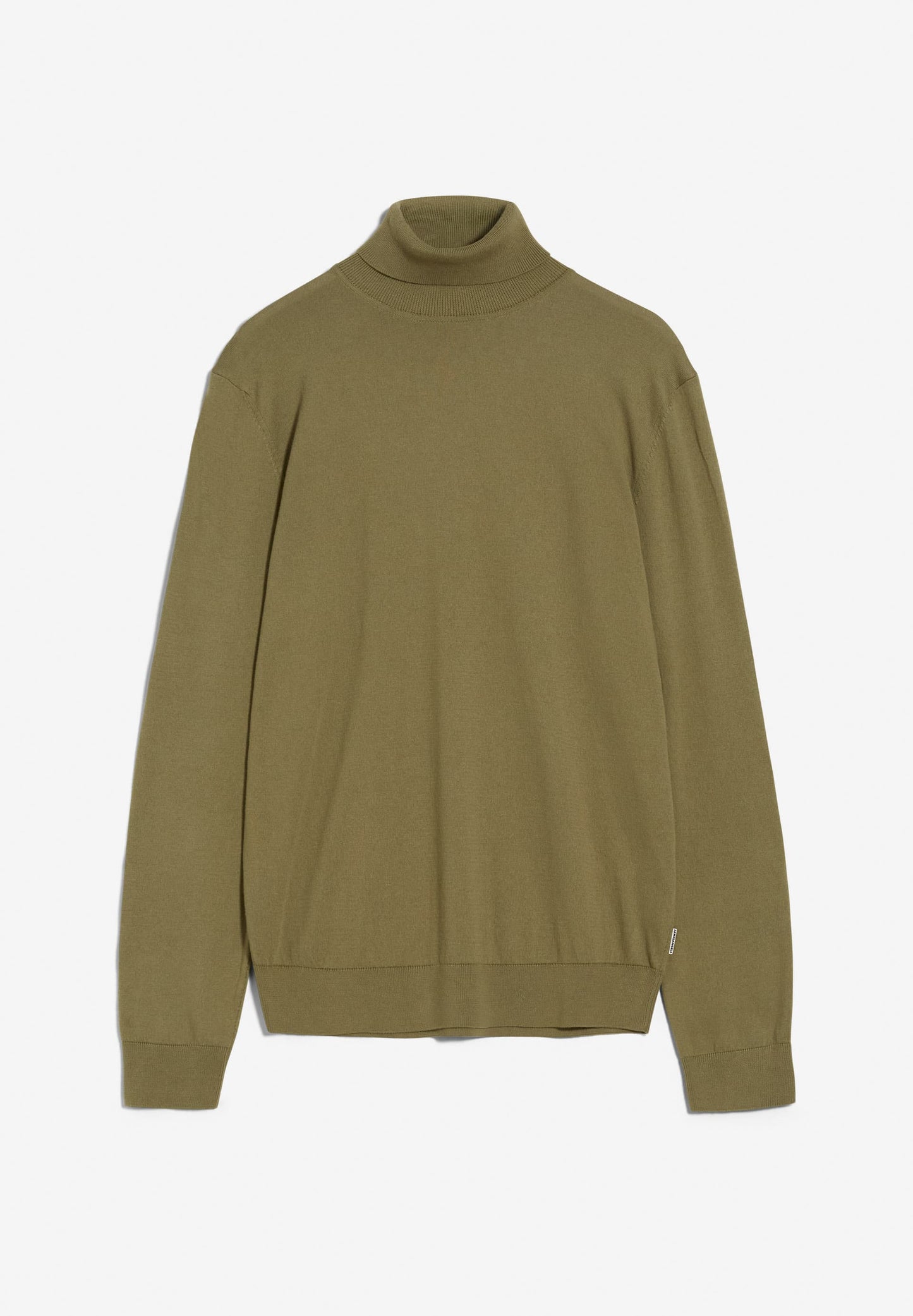 Pull col roulé vert olive en coton bio - glaan solid oliva