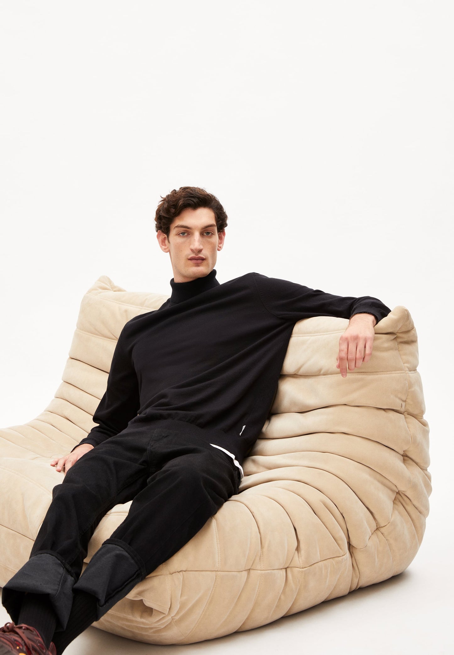 Pull col roulé en coton bio | Noir "glaan black"