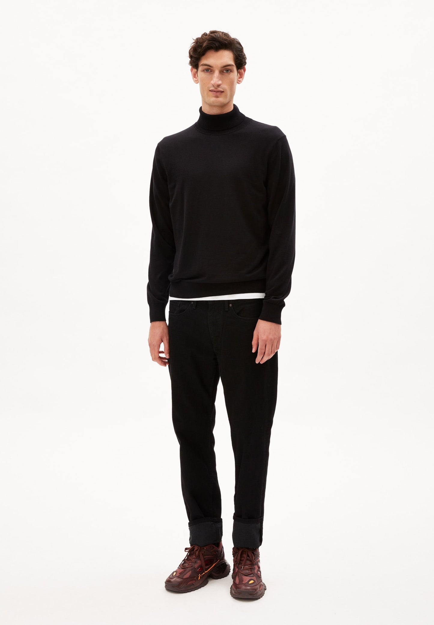 Pull col roulé en coton bio | Noir "glaan black"