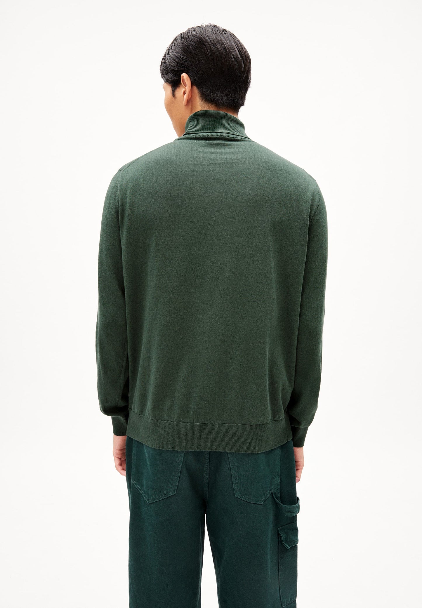 Pull col roulé en coton bio | vert "glaan boreal green"