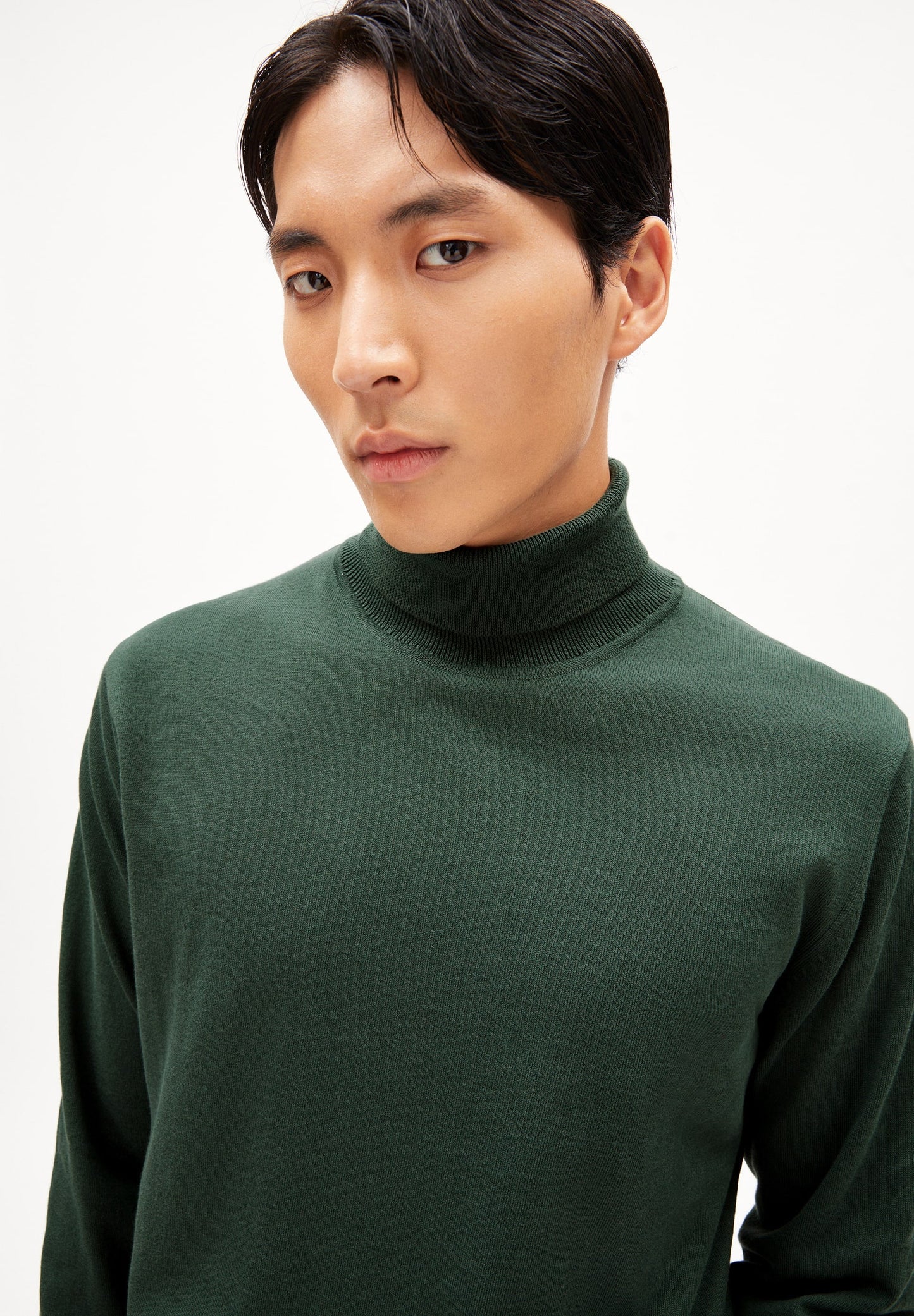 Pull col roulé en coton bio | vert "glaan boreal green"