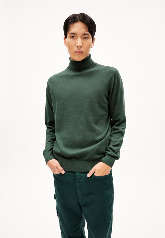 Pull col roulé en coton bio | vert "glaan boreal green"