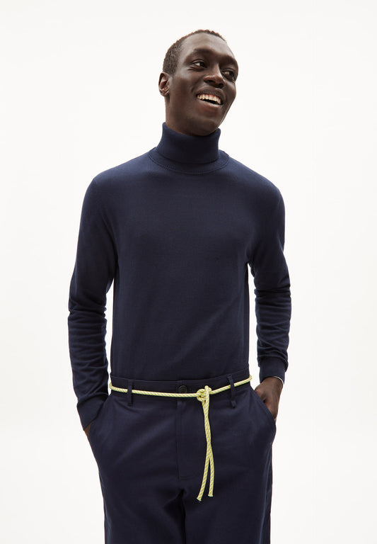 Pull col roulé en coton bio | Marine "glaan night sky"