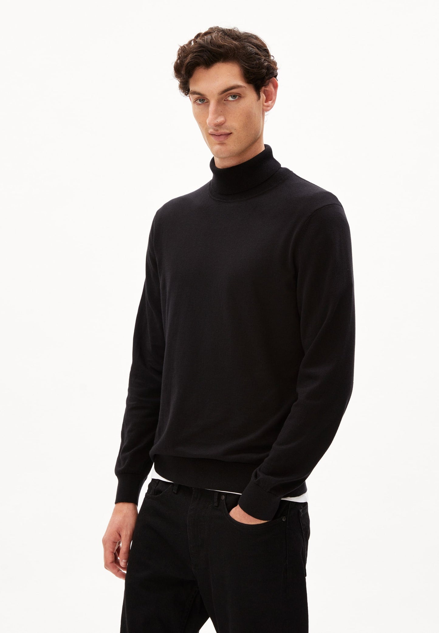 Pull col roulé en coton bio | Noir "glaan black"